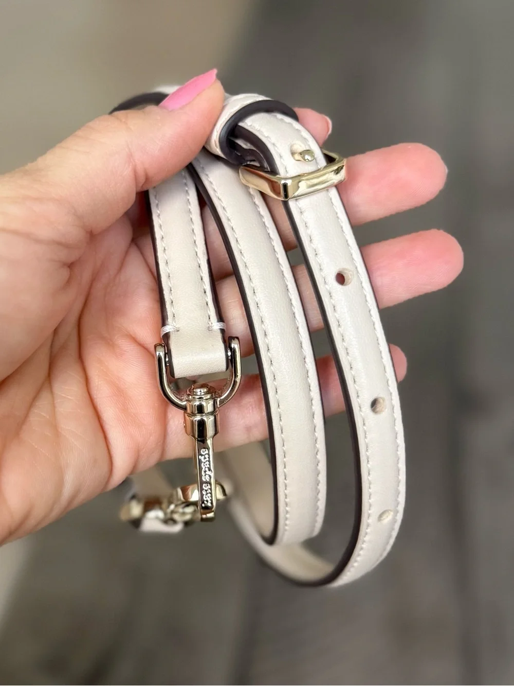 Kate Spade adjustable crossbody replacement bag strap ivory beige gold hardware